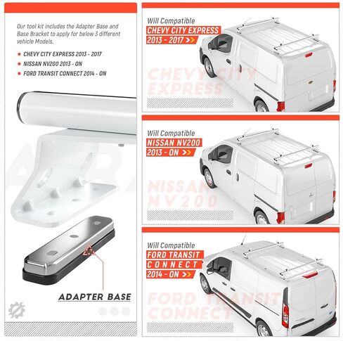 قضبان متقاطعة من الألومنيوم طراز AA-Racks موديل AX312 تناسب 2013-On NV200/ 2014-On Transit Connect/ 2013-2017 City Express، 2 بار 60 بوصة - أبيض in Kuwait