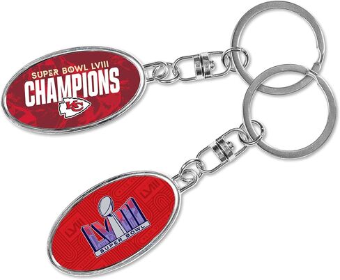 ريكو إندستريز NFL Football Kansas City Chiefs 2024 Super Bowl Champions سلسلة مفاتيح معدنية دوارة 1.25 بوصة × 4.5 بوصة in Saudi Arabia