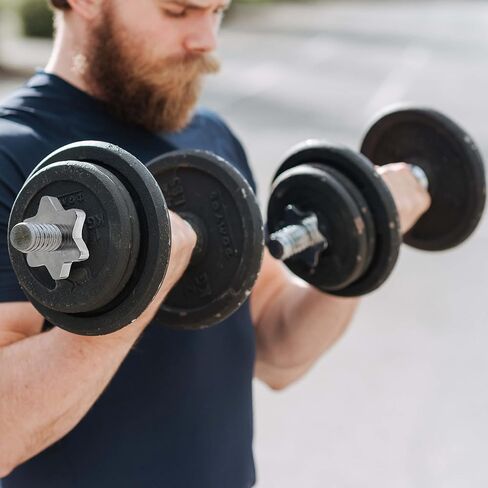 مجموعة قضيب الدمبل 1 بوصة - شريط وزن اليد ذو الأكمام الدوارة الملولبة 12 بوصة مقبض الدمبل القابل للتعديل in Kuwait