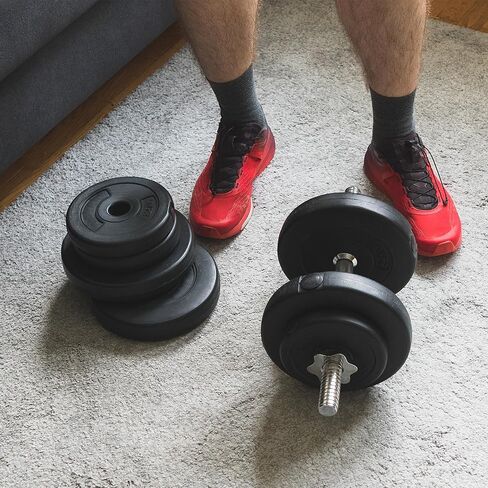 مجموعة قضيب الدمبل 1 بوصة - شريط وزن اليد ذو الأكمام الدوارة الملولبة 12 بوصة مقبض الدمبل القابل للتعديل in Kuwait