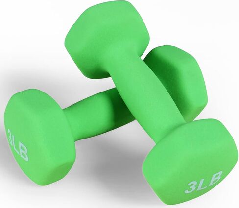 Signature Fitness Neoprene Dumbbell Hand Weights, Anti-Slip, Anti-roll, Hex Shape Colorful, Pair or Set with Stand in Saudi Arabia
