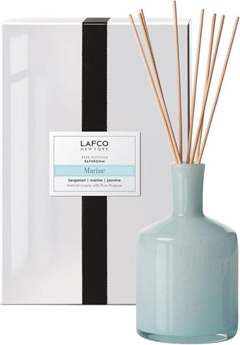LAFCO New York Classic Reed Diffuser، شمبانيا - 6 أونصة - عمر عطر يصل إلى 3 أشهر - وعاء زجاجي منفوخ يدويًا قابل لإعادة الاستخدام - قصب من الخشب الطبيعي - صنع في الولايات المتحدة الأمريكية in Kuwait