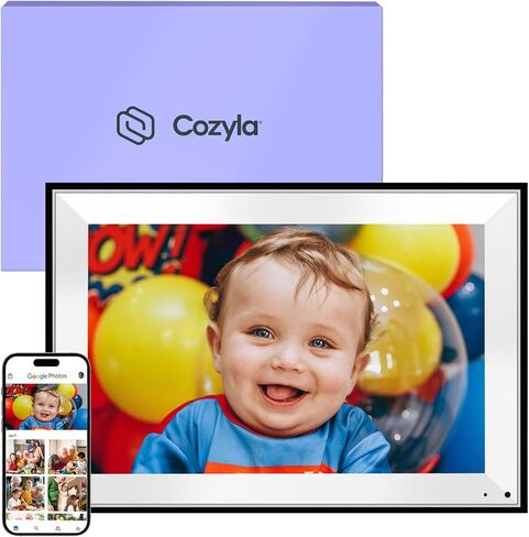 Cozyla Digital Picture Frame WiFi Battery Powered Free Unlimited Storage AI-Powered Send Pictures via Google Photos Email Web Browser App Digital Photo Frame Electronic Picture Frame Slideshow 10.1" in Kuwait