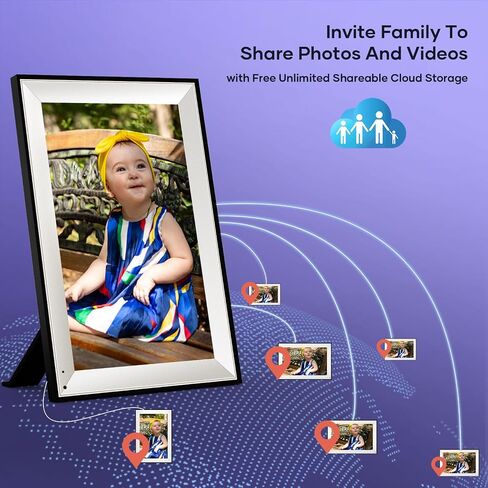 Cozyla Digital Picture Frame WiFi Battery Powered Free Unlimited Storage AI-Powered Send Pictures via Google Photos Email Web Browser App Digital Photo Frame Electronic Picture Frame Slideshow 10.1" in Kuwait