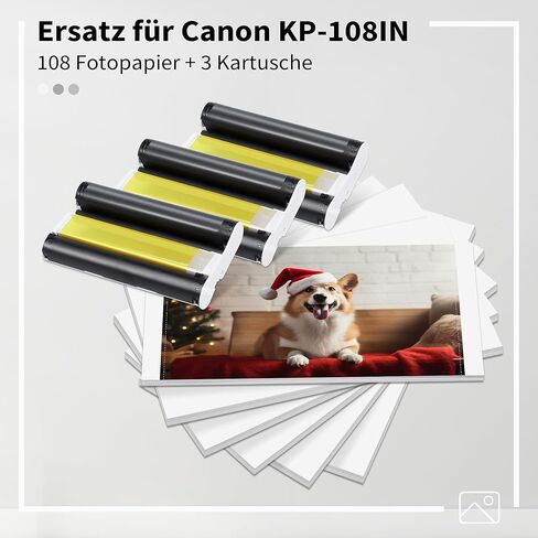 متوافق مع حبر وورق Canon Selphy CP1500 CP1200 CP1000 CP910 CP1300، KP-108IN KP108 6 خراطيش حبر ملونة و216 ورقة ورق صور (ورق لامع 4 بوصة × 6 بوصة) لطابعات الصور Selphy CP in Kuwait