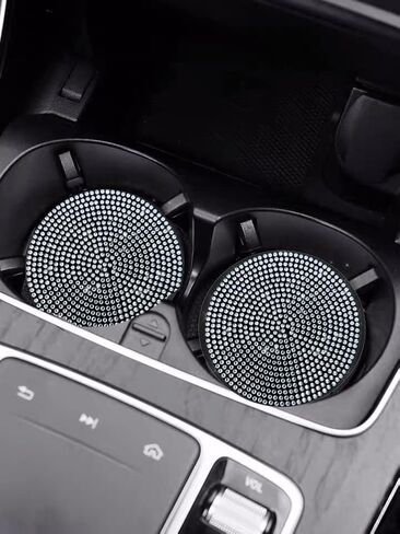 Bling Car Cup Coaster 2PCS, Bling Car Accessories 2.77 inch,Full Rhinestone Anti Slip Insert Coaster, Suitable for Most Car Interior, Car Bling for Women,Party,Birthday,Gift（AB Color） in Saudi Arabia