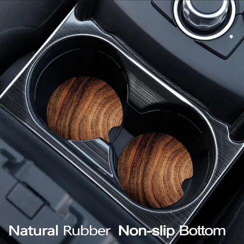 Car Coasters for Cup Holders, 2 Pack Non-Slip Universal Rubber Car Cup Coaster for Women, Car Interior Accessories - Black Leopard in Kuwait