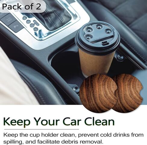 Car Coasters for Cup Holders, 2 Pack Non-Slip Universal Rubber Car Cup Coaster for Women, Car Interior Accessories - Black Leopard in Kuwait