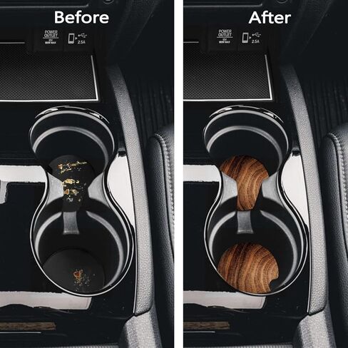 Car Coasters for Cup Holders, 2 Pack Non-Slip Universal Rubber Car Cup Coaster for Women, Car Interior Accessories - Black Leopard in Kuwait