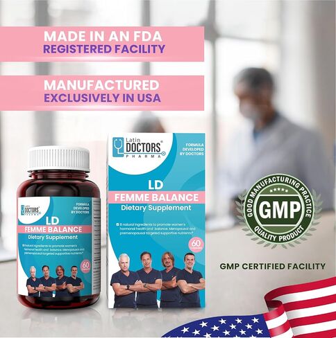 Latin Doctors Femme Balance Supplement, Supports Hormone Balance, Menopausal & Premenopausal, Formulated with Natural Roots Rich in Estrogen & Progesterone, Dong Quai, Chaste Tree Berry, 60 Capsules in Saudi Arabia