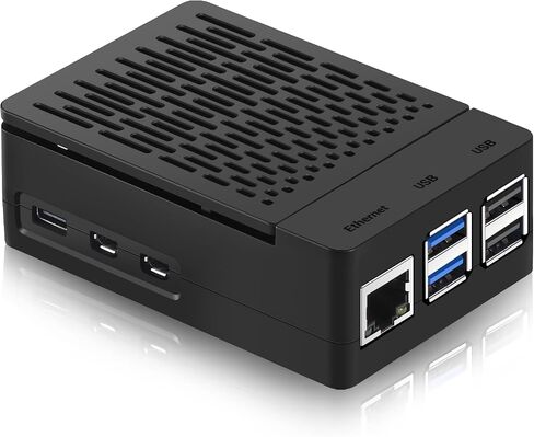 حافظة لجهاز Raspberry Pi 5، حافظة لجهاز Raspberry Pi Pi 5 Fan ABS مع مبرد Rux، حوض حرارة، غطاء علوي بسيط قابل للإزالة لجهاز Raspberry Pi 5 (Rux Cooler، أسود) in Kuwait