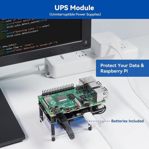 مزود طاقة SunFounder PiPower Raspberry Pi UPS، يحمي Raspberry Pi وSD، لوحة توسيع بنك الطاقة 5V/3A، متوافقة مع Raspberry Pi 4B/3B+/3B/Zero 2 W/Zero W (البطارية متضمنة) in Saudi Arabia