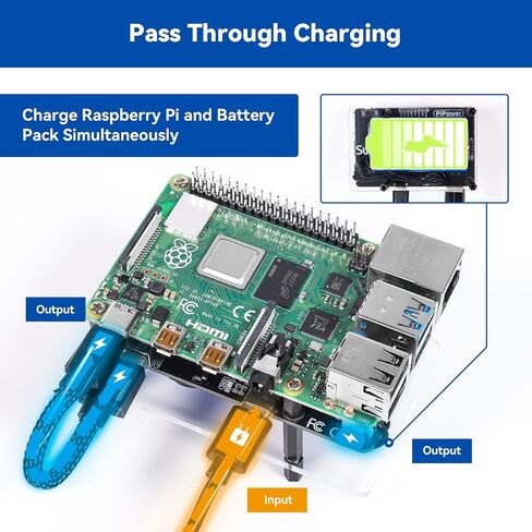 مزود طاقة SunFounder PiPower Raspberry Pi UPS، يحمي Raspberry Pi وSD، لوحة توسيع بنك الطاقة 5V/3A، متوافقة مع Raspberry Pi 4B/3B+/3B/Zero 2 W/Zero W (البطارية متضمنة) in Saudi Arabia