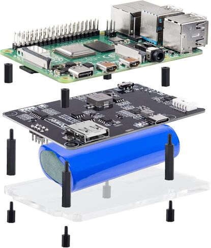 مزود طاقة SunFounder PiPower Raspberry Pi UPS، يحمي Raspberry Pi وSD، لوحة توسيع بنك الطاقة 5V/3A، متوافقة مع Raspberry Pi 4B/3B+/3B/Zero 2 W/Zero W (البطارية متضمنة) in Saudi Arabia