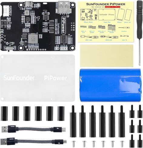مزود طاقة SunFounder PiPower Raspberry Pi UPS، يحمي Raspberry Pi وSD، لوحة توسيع بنك الطاقة 5V/3A، متوافقة مع Raspberry Pi 4B/3B+/3B/Zero 2 W/Zero W (البطارية متضمنة) in Saudi Arabia