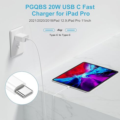 شاحن iPhone 15، شاحن iPad، 3 عبوات USB C بقدرة 20 واط، كتلة شاحن سريع لهاتف iPhone 15 Pro Max/Plus، كابل USB C إلى C بطول 6 أقدام لجهاز iPad Pro 12.9/11 بوصة، iPad Air 5th/4th، iPad 10th، iPad Mini 6، (أبيض) in Saudi Arabia