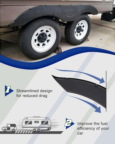 تنورة Tandem RV Fender، تنانير حاجز العجلة الخامسة مناسبة لمقطورات RVs Campers، عبوة من قطعتين in Kuwait