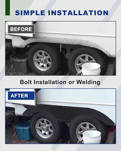 تنورة Tandem RV Fender، تنانير حاجز العجلة الخامسة مناسبة لمقطورات RVs Campers، عبوة من قطعتين in Kuwait