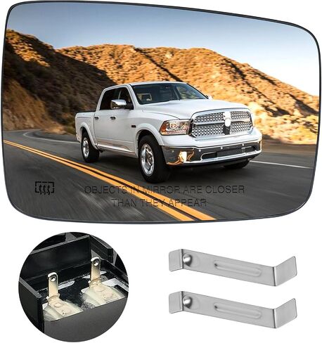Ram Passenger Right Side Mirror Glass Replacement for 2009-2018 Dodge Ram 1500 2500, Exterior Power Heated Convex Mirrors Glass 68050298AA, 68079362AA in Kuwait