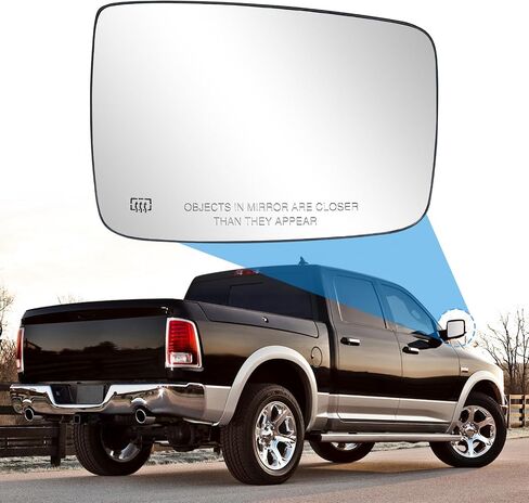 Ram Passenger Right Side Mirror Glass Replacement for 2009-2018 Dodge Ram 1500 2500, Exterior Power Heated Convex Mirrors Glass 68050298AA, 68079362AA in Kuwait