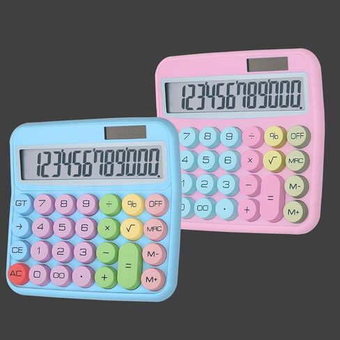 Desktop Calculator with 12 Digit Large LCD Display and Buttons Automatic Sleep for Office,School, Home & Business (Pack of 2, Blue and Pink) in Kuwait