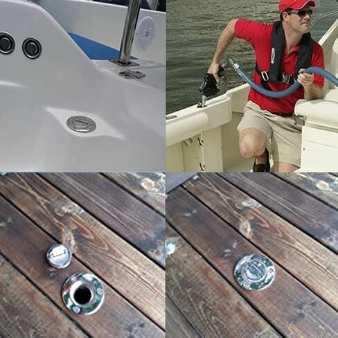 ISURE MARINE 1-1/2 بوصة (38 مم) حشو/حشو سطح القارب مع غطاء بدون مفتاح مع براغي، مرآة بحرية مصقولة 316 أجزاء من الفولاذ المقاوم للصدأ رقبة بزاوية لقافلة القوارب واليخوت in Saudi Arabia