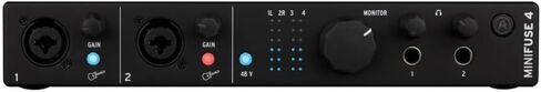 Arturia MiniFuse 4 Versatile Desktop USB Audio Interface Black Bundle with 2x Pig Hog 8mm XLR Microphone Cable 10ft and Liquid Audio Instrument Polishing Cloth - Portable Audio Interface for PC, Mac in Saudi Arabia