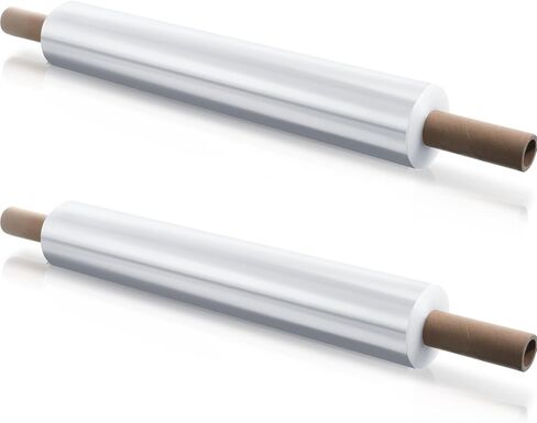 2 لفات 20 بوصة × 1000 قدم ملفوفة قابلة للتمدد مع مقبض بلاستيكي شفاف قابل للتمدد يتقلص لفافة لف لتغليف الأثاث ومستلزمات تغليف البليت in Kuwait