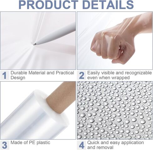 2 لفات 20 بوصة × 1000 قدم ملفوفة قابلة للتمدد مع مقبض بلاستيكي شفاف قابل للتمدد يتقلص لفافة لف لتغليف الأثاث ومستلزمات تغليف البليت in Kuwait