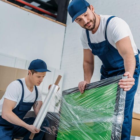 2 لفات 20 بوصة × 1000 قدم ملفوفة قابلة للتمدد مع مقبض بلاستيكي شفاف قابل للتمدد يتقلص لفافة لف لتغليف الأثاث ومستلزمات تغليف البليت in Kuwait