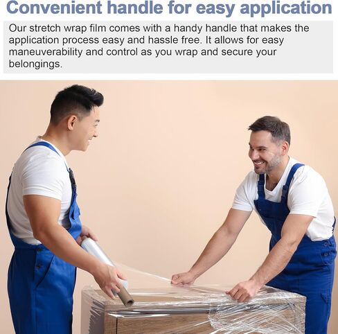 2 لفات 20 بوصة × 1000 قدم ملفوفة قابلة للتمدد مع مقبض بلاستيكي شفاف قابل للتمدد يتقلص لفافة لف لتغليف الأثاث ومستلزمات تغليف البليت in Kuwait