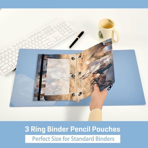 Kcldeci 2 Pack Pencil Pouch for 3 Ring Binder, Dinosaurs Footprints Binder Pencil Pouch Pencil Case Pencil Bag Pouch Bulk for Home, Office, School Supplies in Saudi Arabia