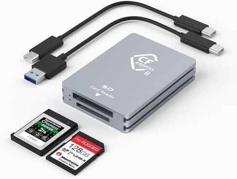 قارئ بطاقات CFexpress Type B/SD ثنائي الفتحات USB C، USB 3.2 Gen 2 10Gpbs، متوافق مع بطاقة ذاكرة CFexpress Type B/SD، محول بطاقة CFexpress من الألومنيوم مع كابل USB C إلى USB C/USB A in Saudi Arabia