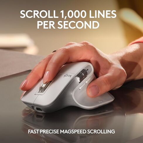 Logitech MX Master 3S - Wireless Performance Mouse with Ultra-fast Scrolling, Ergo, 8K DPI, Track on Glass, Quiet Clicks, USB-C, Bluetooth, Windows, Linux, Chrome - Pale Grey (Renewed) in Saudi Arabia