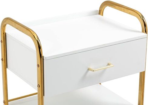 HomelyD Sturdy Chromed Salon Trolley carts with Three Tier Drawer Rolling Storage cart on Wheels (Two Drawer, Chromed) in Kuwait