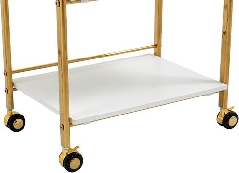 HomelyD Sturdy Chromed Salon Trolley carts with Three Tier Drawer Rolling Storage cart on Wheels (Two Drawer, Chromed) in Kuwait
