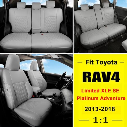 GIANT PANDA Pu Leather Car Seat Covers Full Set Custom Fit for Toyota RAV4 Hybrid LE/Hybrid Limited/Hybrid XLE/Hybrid XLE Premium 2019 2020 2021 2022 2023 2024 2025 2026(Beige) in Kuwait