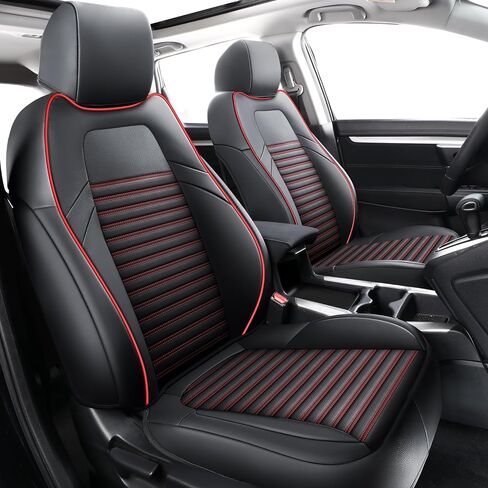 أغطية مقاعد سيارة LINGVIDO ملائمة حسب الطلب من Honda CRV، مجموعة كاملة من أغطية مقاعد Honda CRV مع ملحقات Honda CR-V CRV من الجلد الصناعي المقاوم للماء 2017 2018 2019 2020 2021 2022 2023 (أسود + أحمر) in Kuwait