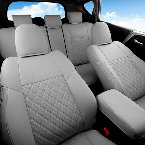 GIANT PANDA Pu Leather Car Seat Covers Full Set Custom Fit for Toyota RAV4 Hybrid LE/Hybrid Limited/Hybrid XLE/Hybrid XLE Premium 2019 2020 2021 2022 2023 2024 2025 2026(Beige) in Kuwait