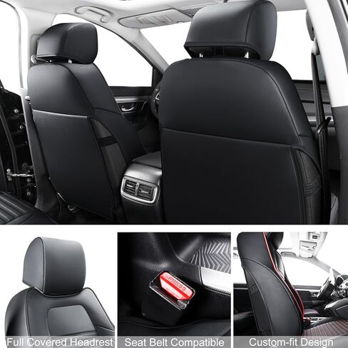 أغطية مقاعد سيارة LINGVIDO ملائمة حسب الطلب من Honda CRV، مجموعة كاملة من أغطية مقاعد Honda CRV مع ملحقات Honda CR-V CRV من الجلد الصناعي المقاوم للماء 2017 2018 2019 2020 2021 2022 2023 (أسود + أحمر) in Kuwait