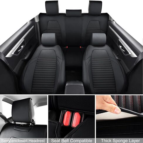 أغطية مقاعد سيارة LINGVIDO ملائمة حسب الطلب من Honda CRV، مجموعة كاملة من أغطية مقاعد Honda CRV مع ملحقات Honda CR-V CRV من الجلد الصناعي المقاوم للماء 2017 2018 2019 2020 2021 2022 2023 (أسود + أحمر) in Kuwait