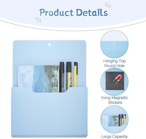 Nisorpa 6 Pack Magnetic File Holder File Holder Refrigerator Storage Pocket Magnetic Label Holders Letter Size Hanging Paper File Organizer for Office Whiteboard Hanging (Mixed Color, Large) in Kuwait