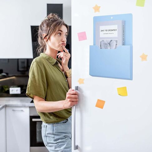 Nisorpa 6 Pack Magnetic File Holder File Holder Refrigerator Storage Pocket Magnetic Label Holders Letter Size Hanging Paper File Organizer for Office Whiteboard Hanging (Mixed Color, Large) in Kuwait