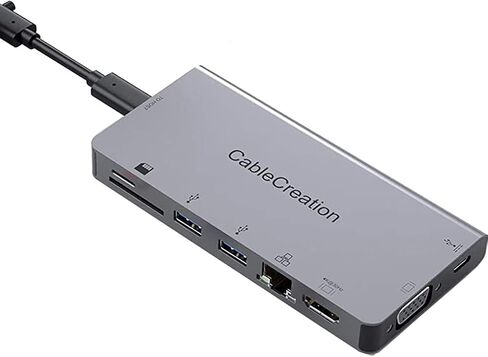 موزع CableCreation USB C مع كابل USB-C قابل للفصل، قاعدة توصيل USB C 9 في 1 إلى 4K HDMI وVGA وEthernet وUSB 3.0 وSD/Micro SD و100W PD متوافق مع Steam Deck وMacBook Pro/Air 2020 وiPad Pro2018 ,إكس بي إس 13/15 in Saudi Arabia