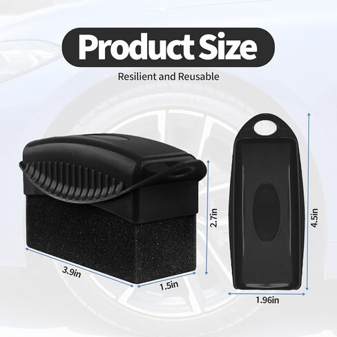 Tire Shine Dressing Applicator with Lid, Multi-Purpose Reusable Car Detailing Sponges for Waxing, Polishing, and Cleaning, Suitable Buffing Pads for Vehicle Tires and Glass (Black) in Saudi Arabia
