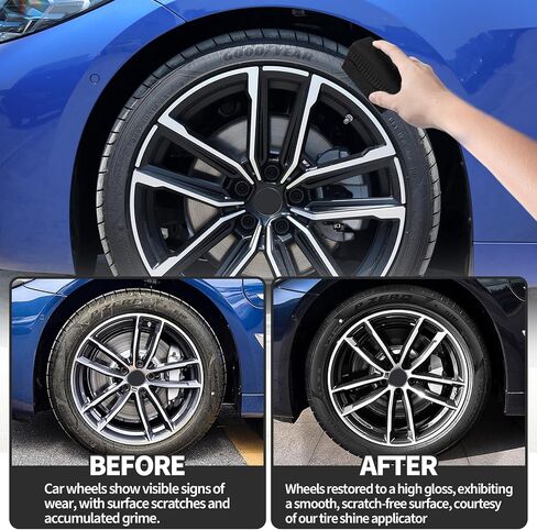 Tire Shine Dressing Applicator with Lid, Multi-Purpose Reusable Car Detailing Sponges for Waxing, Polishing, and Cleaning, Suitable Buffing Pads for Vehicle Tires and Glass (Black) in Saudi Arabia