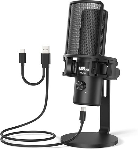VeGue USB Microphone, Computer Cardioid Condenser PC Gaming Mic for Gaming, Streaming, Podcasting, YouTube, Voice Over, Twitch, with Gain Control，Pop Filter, Shock Mount, All Metal Desktop Mic in Saudi Arabia