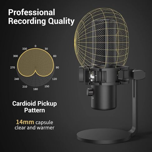 VeGue USB Microphone, Computer Cardioid Condenser PC Gaming Mic for Gaming, Streaming, Podcasting, YouTube, Voice Over, Twitch, with Gain Control，Pop Filter, Shock Mount, All Metal Desktop Mic in Saudi Arabia
