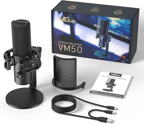 VeGue USB Microphone, Computer Cardioid Condenser PC Gaming Mic for Gaming, Streaming, Podcasting, YouTube, Voice Over, Twitch, with Gain Control，Pop Filter, Shock Mount, All Metal Desktop Mic in Saudi Arabia