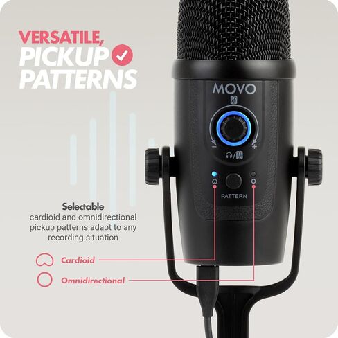 ميكروفون ألعاب Movo UM300 Mini USB - ميكروفون USB مكثف مثالي لجهاز PS5، والكمبيوتر الشخصي، والبودكاست، والكمبيوتر، والموسيقى، والبث، وASMR - أساسي لمنشئ المحتوى in Saudi Arabia